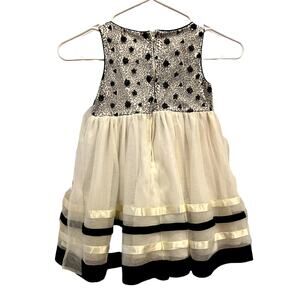 Bonnie Jean Girls White Embroidered Floral Tulle Bow Sleeveless Dress Size 4T